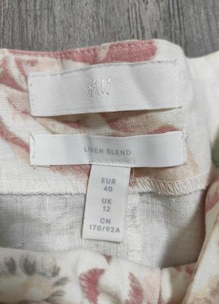Приталений топ з лляної тканини h&m, блуза льняна, плаття в квіточку, 40 р, з нових колекцій 20215 фото