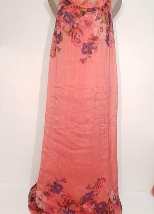 Шикарное платье в пол collezione gaia италия роскошных цветах шелк + вискоза2 фото