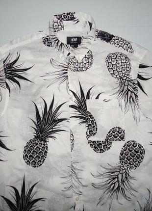 Рубашка  гавайская h&m cotton гавайка (s)2 фото