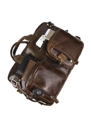 Сумка-рюкзак коричнева шкіряна сумка рюкзак трансформер натуральна шкіра5 фото