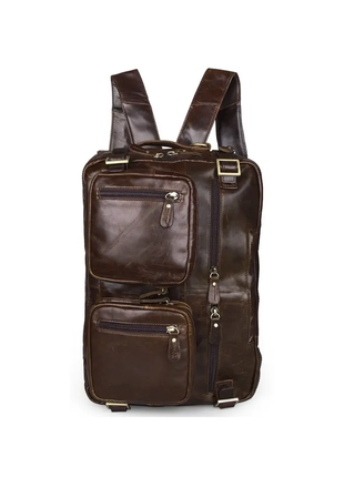 Сумка-рюкзак коричнева шкіряна сумка рюкзак трансформер натуральна шкіра