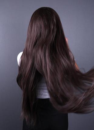 Парик zadira темно каштановый женский длинный прямой на сетке из термоволос2 фото