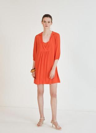 Suncoo paris дизайнерское коралловое красное летнее платье-рубашка пляжное туника блузка
