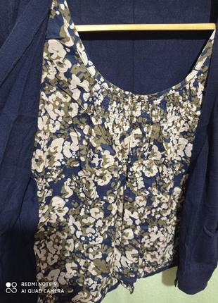 Р11. хлопковый кардиган блуза обманка кофта темно-синяя хлопок на завязках бавовна бавовняна4 фото
