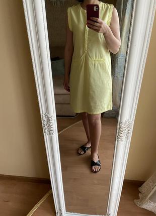 Платье лимонного цвета 🍋 льняное лён состояние нового7 фото