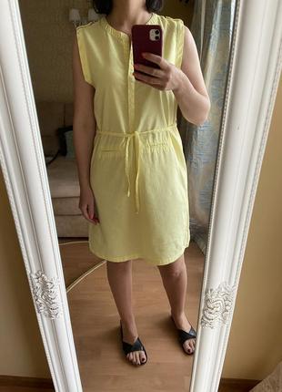 Платье лимонного цвета 🍋 льняное лён состояние нового8 фото