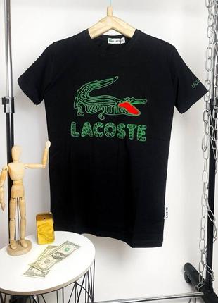 Футболка мужская с принтом lacoste черная турция / футболка-поло с надписью лакоста турречина