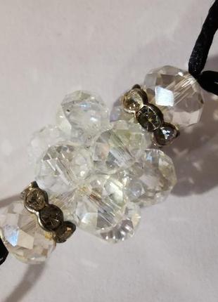 Подвеска бусы на шнурке колье из бусин стразы камни кристаллы ab аб3 фото