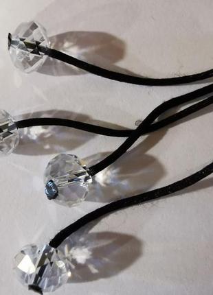 Подвеска бусы на шнурке колье из бусин стразы камни кристаллы ab аб4 фото