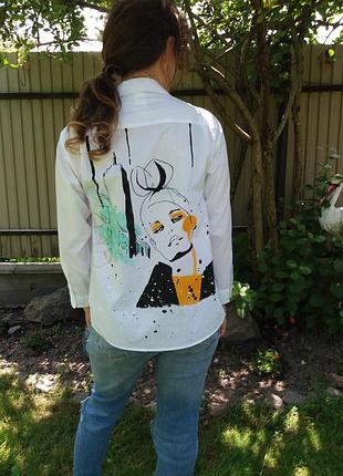 Женская рубашка подростковая р.146 хс девушка ручная роспись