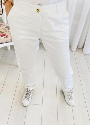 Белые хлопковые брюки чинос чиносы4 фото