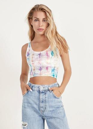 Топ майка велюровый принт разноцветный тай дай bershka