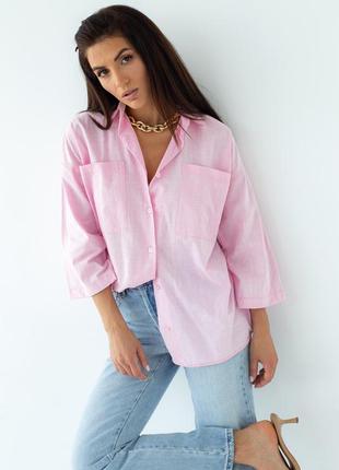 Базовая рубашка хлопок турция укороченный рукав карманы