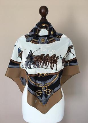 Вінтажний шовковий хустку карети коні в стилі hermes італія 100% шовк рауль