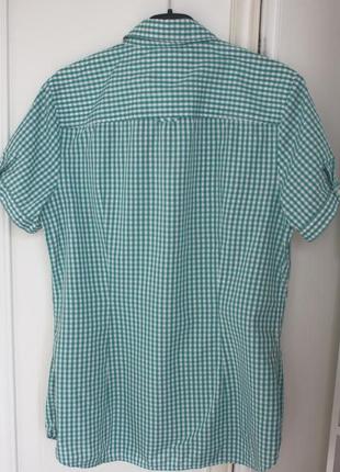 Рубашка, tommy hilfiger, летняя, хлопок, короткий рукав, цвет зелёный, клетка виши, оригинал2 фото
