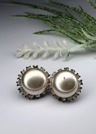 Клипсы vintage жемчужная вставка стразы