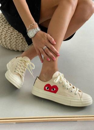 Ккды низкие конверс бнлые lace-up converse comme des garcons low