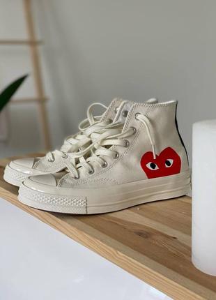 Кеды высокие конверс белые comme des garcons low