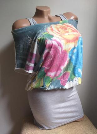 Незвичайна футболка. сукня. туніка. майка з напуском. топ.2 фото