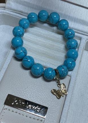 Эффектный браслет бирюза с бабочкой