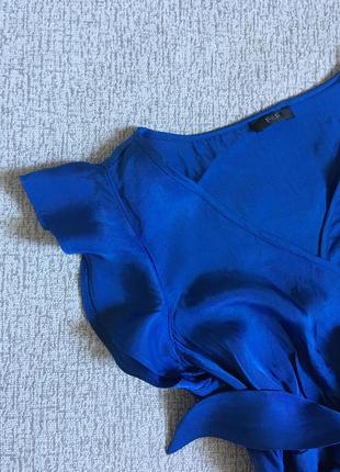 Сукня електрик синя сукня віскоза коротка під атлас сукня з поясом плаття синє f&f - s,m.2 фото