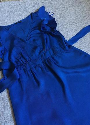 Сукня електрик синя сукня віскоза коротка під атлас сукня з поясом плаття синє f&f - s,m.8 фото
