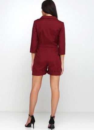 Комбинезон с шортами, женский, бордовый, габардин, р.42 - 52, одежда женская 239823 фото