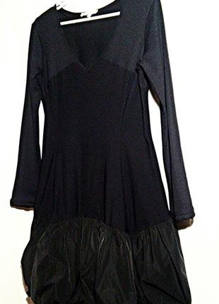 Jofrati, платье французкое черное из трех видов ткани, made in france3 фото