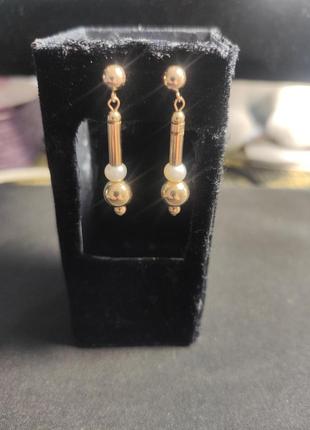 Серьги гвоздики проба 14 k gf