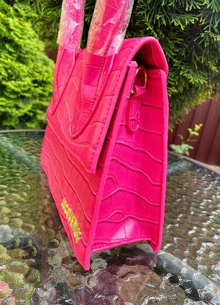 Сумочка jacquemus сумка тренд! крос боді брендовий малинова рожева портфель через плечі5 фото
