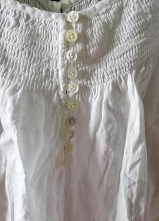 Білосніжна бавовняна блуза з бантом ззаду2 фото