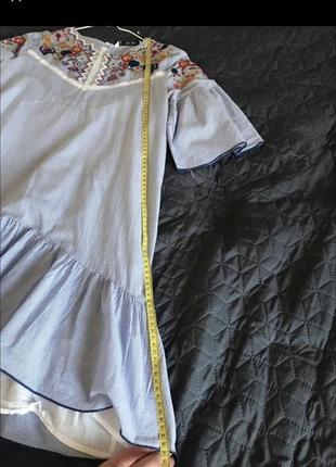 Плаття сарафан в полоску з вишивкою7 фото