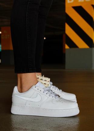 Nike air force 1 reflective white женские рефлективные белые кроссовки найк жіночі білі рефлективні кросівки3 фото