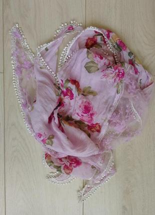 Шарфик с розочками двойной