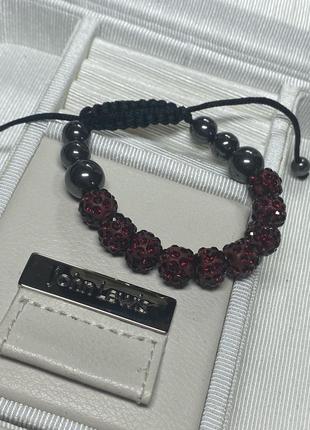 Ефектний браслет шамбала бордовий-вишневий