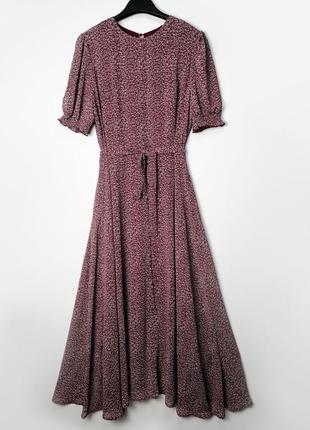 Расклешенное шифоновое платье с поясом и красивым рукавом5 фото