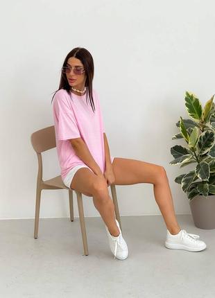 Женская футболка летняя розовая коттон (хлопок розового цвета) - женские футболки на лето 202110 фото