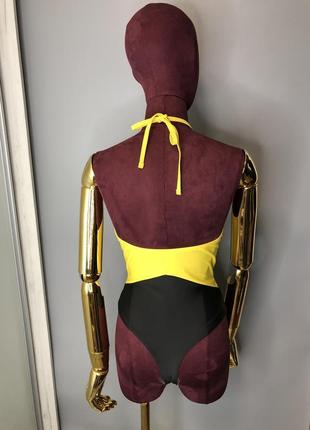 Яркий желтый секси цельный слитный купальник монокини бикини купальник сетка 2021