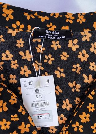 Шифоновая блуза на запах с длинным рукавом в мелкие цветы bershka размер s3 фото