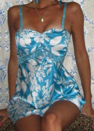 Плаття-туніка з чашечками, атласний халатик krisp2 фото