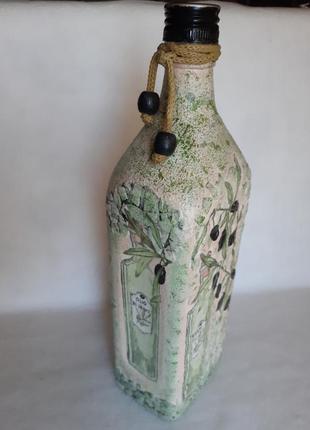 Бутылка-стекло, для оливкового масла. /эксклюзив./декупаж./ ручная работа.