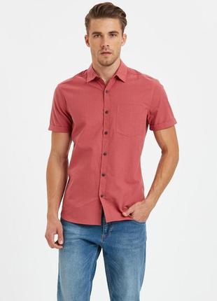 Розовая мужская рубашка lc waikiki / лс вайкики с карманом на груди