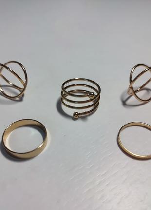 Набор из 5-ти колец, кольцо, колечко, кольца золото комплект5 фото