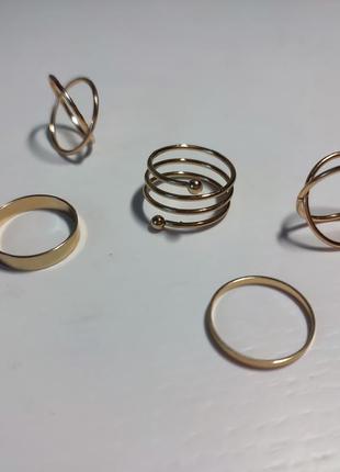 Набор из 5-ти колец, кольцо, колечко, кольца золото комплект4 фото