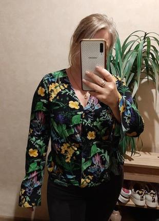 Блуза рубашка из вискозы в цветочный принт 🌸🌿2 фото
