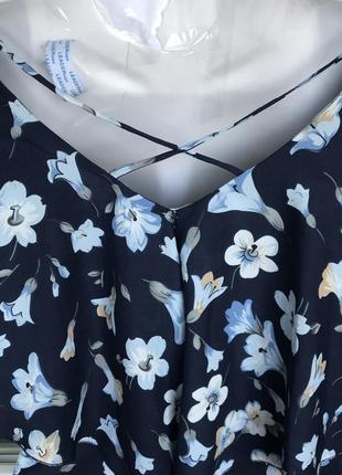 Синяя блуза в цветочный принт5 фото