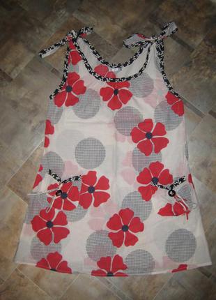 Платье - туника, принт красные маки (ea)