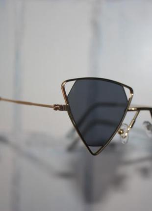 Стильные оригинальные треугольные очки треугольники чёрные