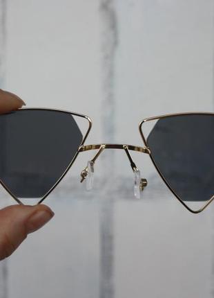 Стильные оригинальные треугольные очки треугольники чёрные