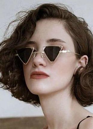 Стильные оригинальные треугольные очки треугольники чёрные